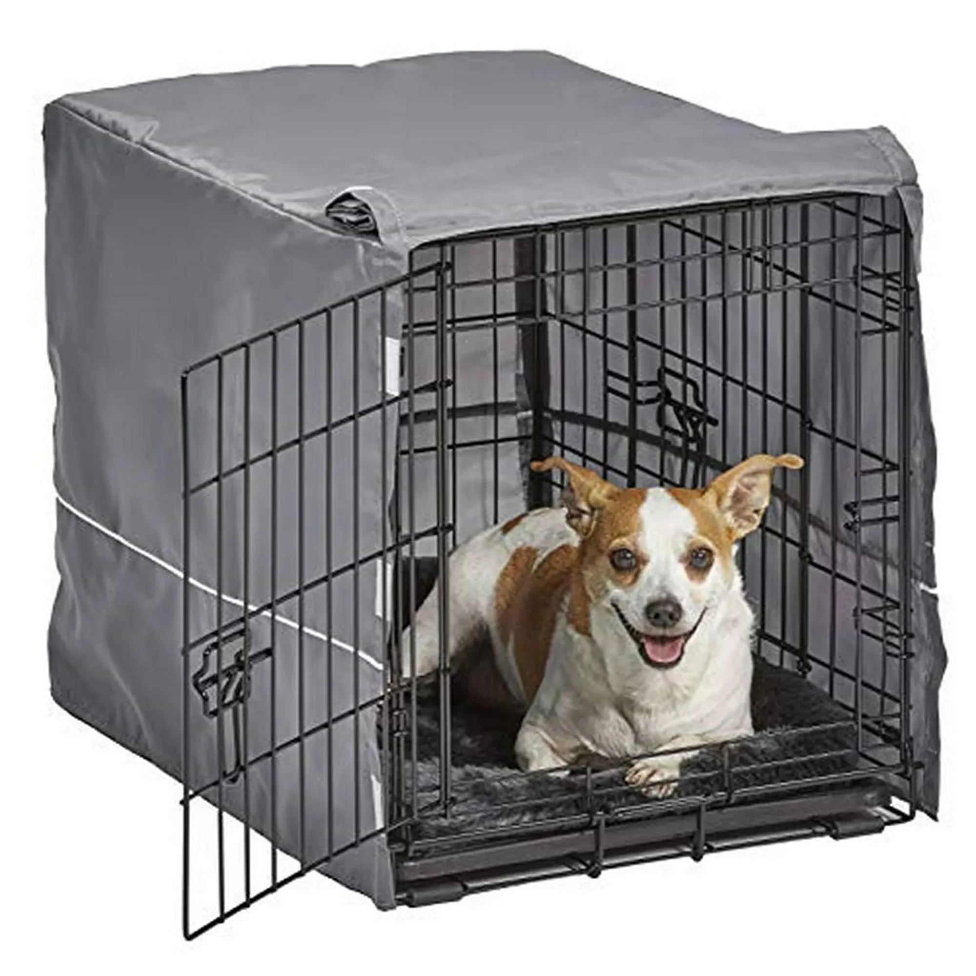 New World Double Door Dog Crate Kit Includes One Two-Door Crate, Matching Gray Bed & Gray Crate Cover, 24-Inch Kit Ideal for Small Dog Breeds