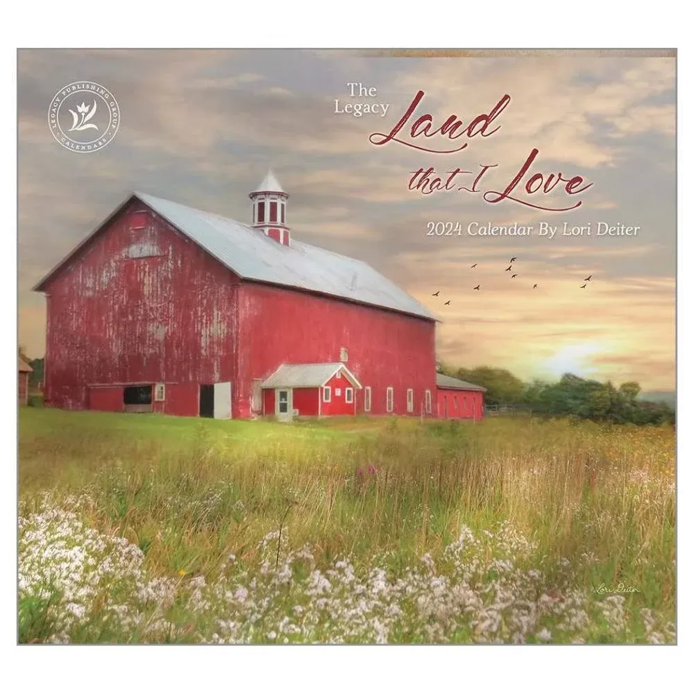 Legacy Land I Love Barn Green 13 x 12 Paper 2024 Hanging Wall Calendar