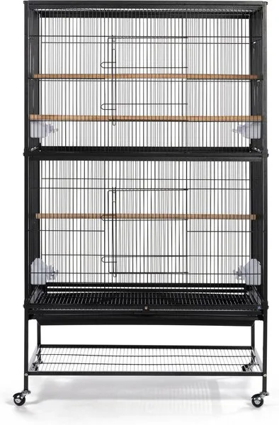 Prevue Pet Products Wrought Iron Flight Cage with Stand, Large Birdcage for Pets, Metal Cage Standing Birdcage, Black Hammertone Finish