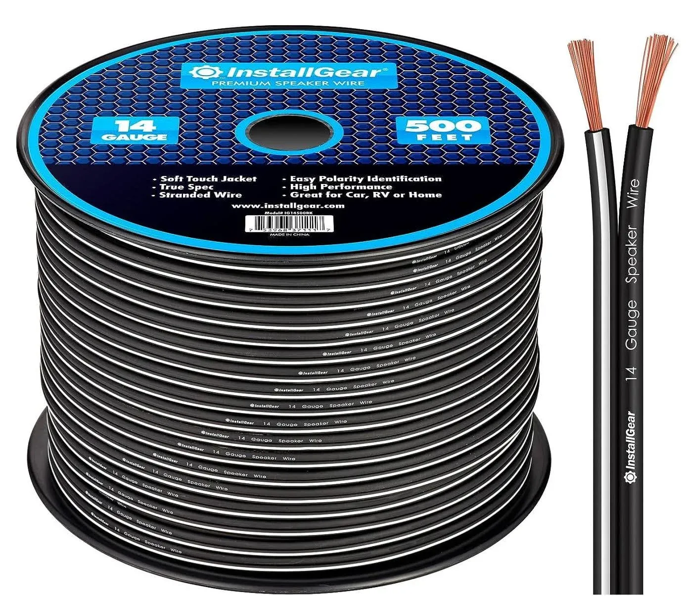 InstallGear Premium Speaker Wire 14 Gauge 500 Feet