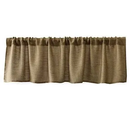 Valea Burlap Look 56“Wx14&#034;L Natural Tan Rod Pocket Valance Rustic Window Curtain