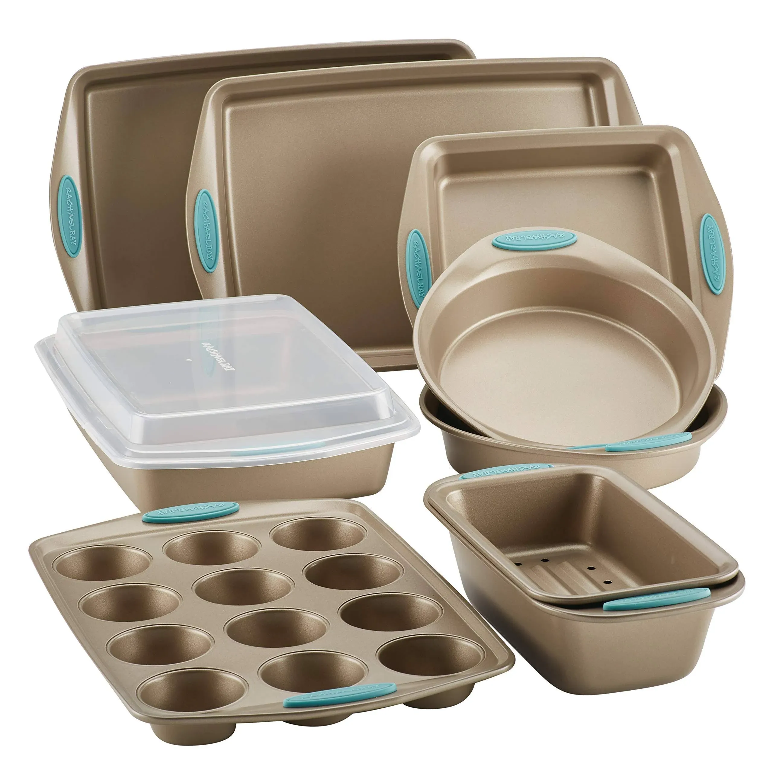 Rachael Ray 47578 Cucina Nonstick Bakeware Set with Grips Latte Brown