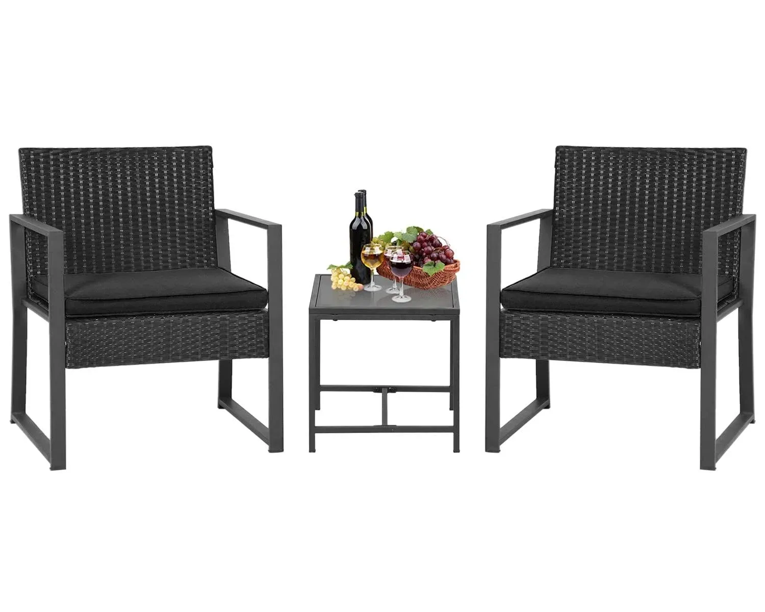 FDW Patio Furniture Set 4 Pieces Outdoor Rattan Chair Wicker Sofa Garden Conversation Bistro Sets for Yard,Pool or Backyard