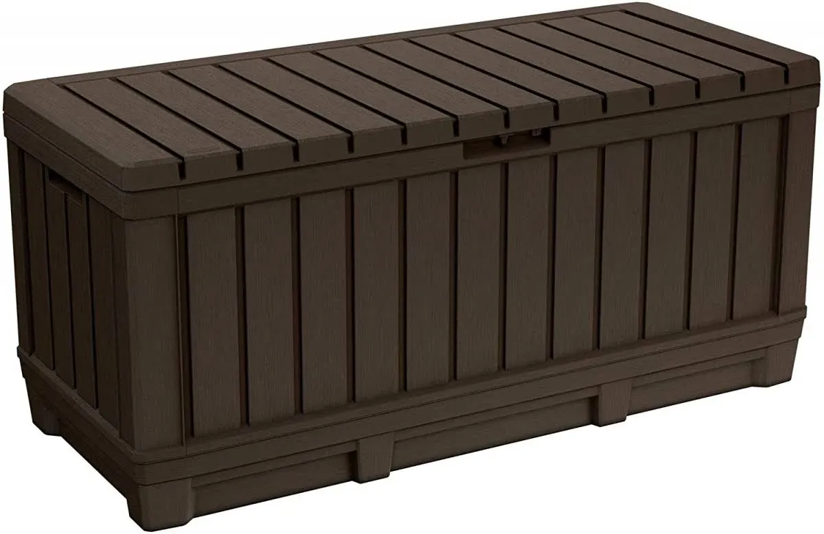 PatioZen 80 Gallon Resin Deck Box Lockable Outdoor Storage Box for Patio Storage Furniture,Garden Tools