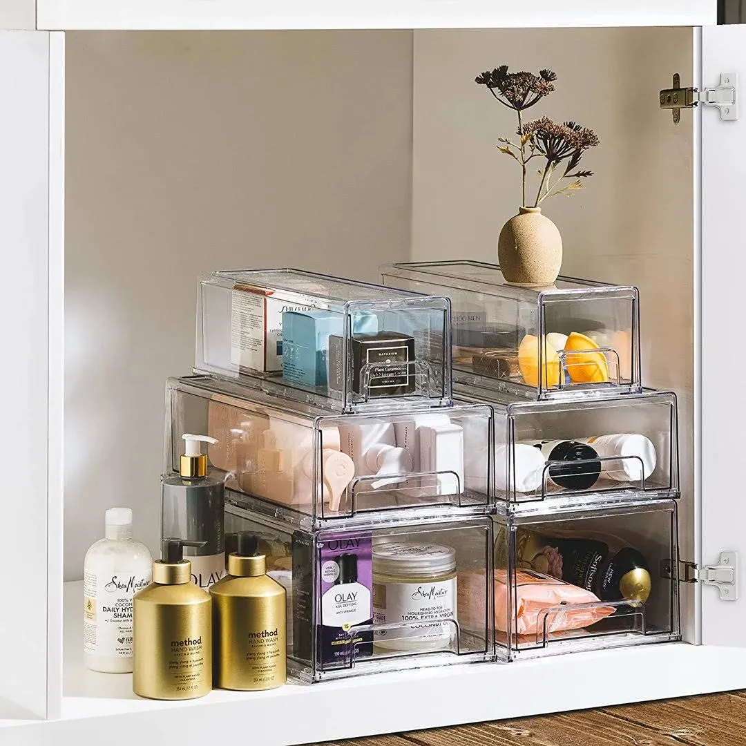 Sorbus Small Clear Stackable Pull Out Drawers