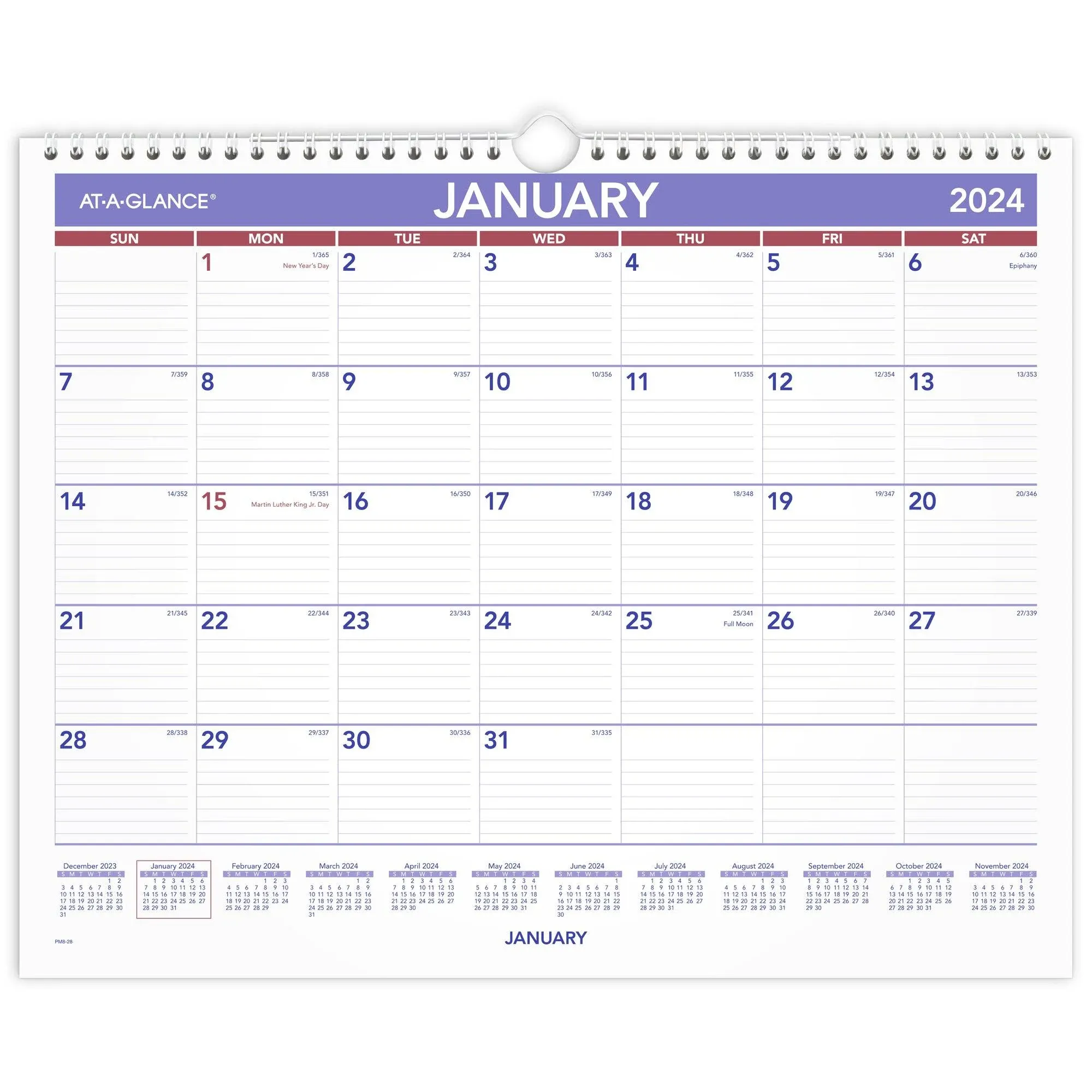 Acco AAG PM828 At-a-glance Monthly Wall Calendar - Julian Dates - Mont