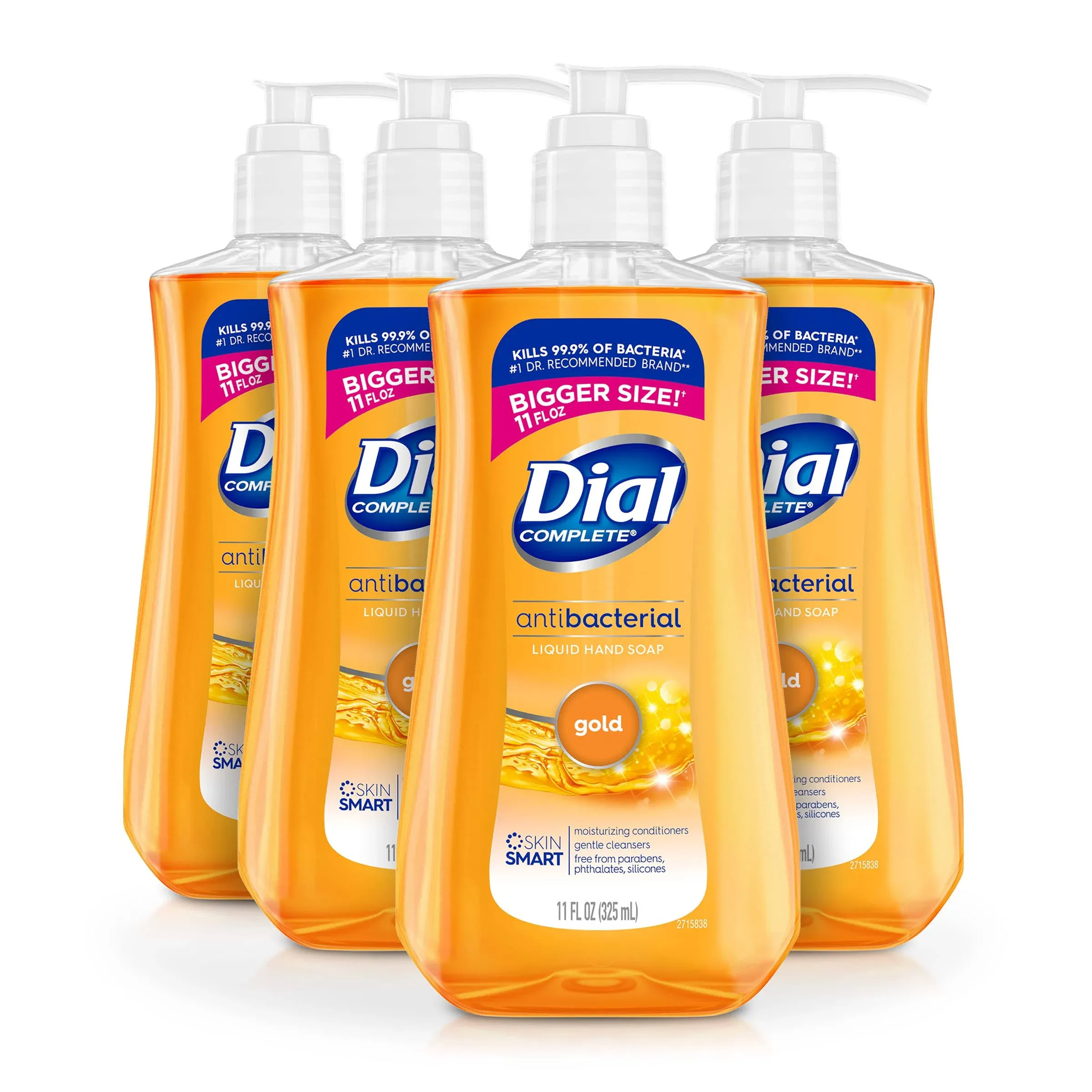 Dial Antibacterial Liquid Hand Soap, Gold, 11 fl oz (Pack of 4)