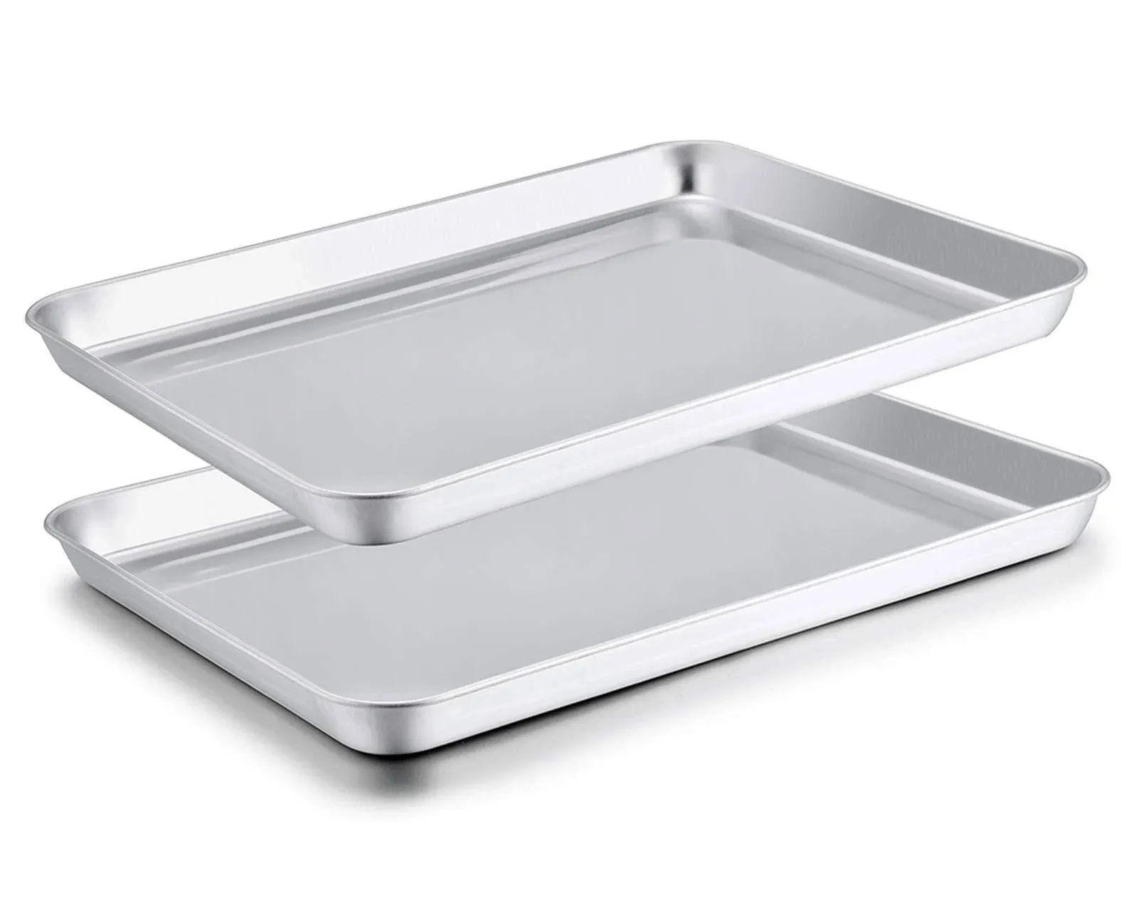 TeamFar Baking Sheet Set of 2, Stainless Steel Baking Pans Tray Cookie Sheet, No