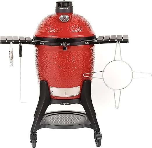 Kamado Joe KJ15040921 Classic Joe III 18-inch Charcoal Grill with Cart and Side Shelves, Blaze Red