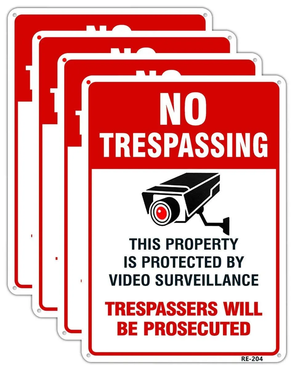 Large Video Surveillance Signs Outdoor,No Trespassing Sign Aluminum 10X14 Inch U