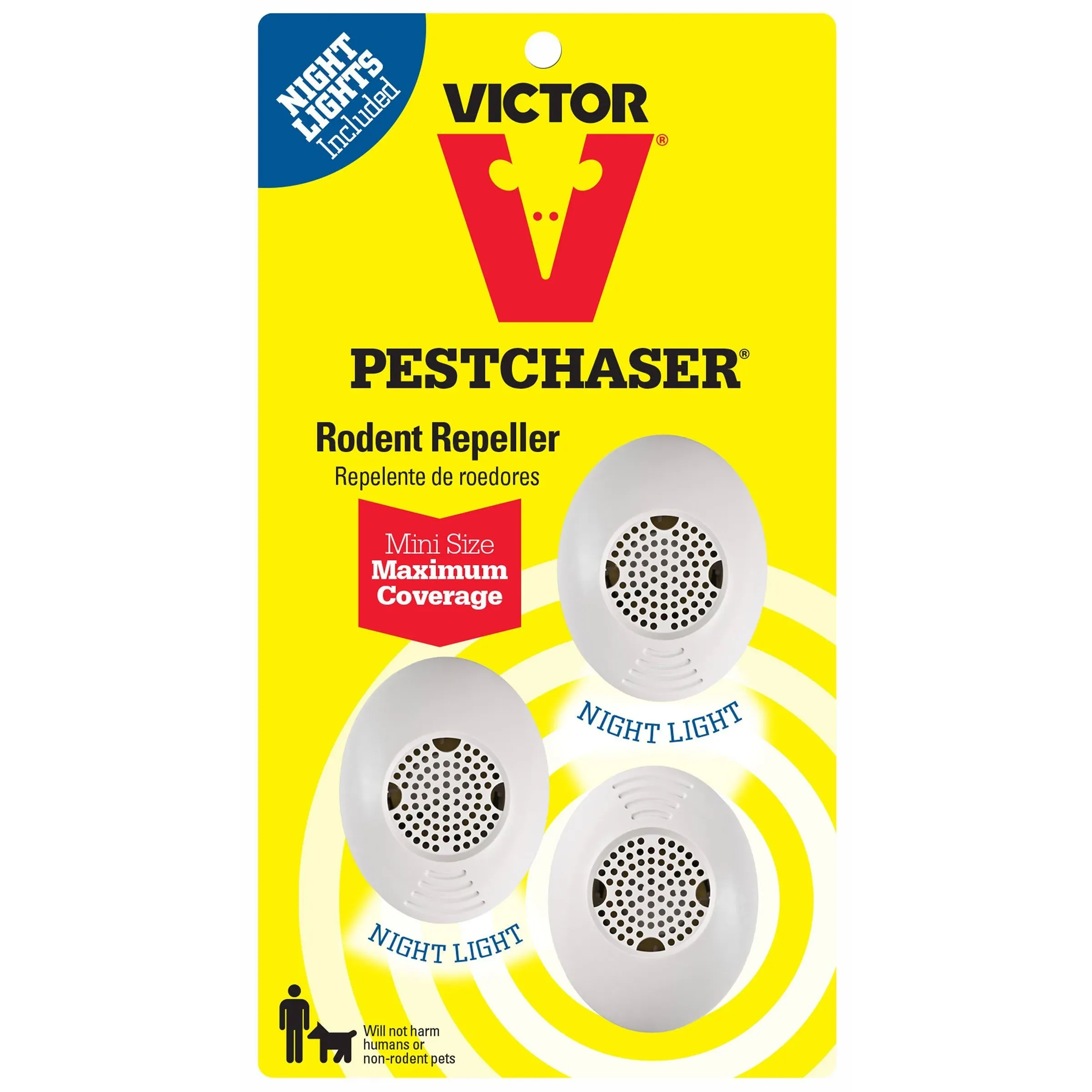 Victor M753 Mini PestChaser Ultrasonic Rodent Repellent, 3-Pack