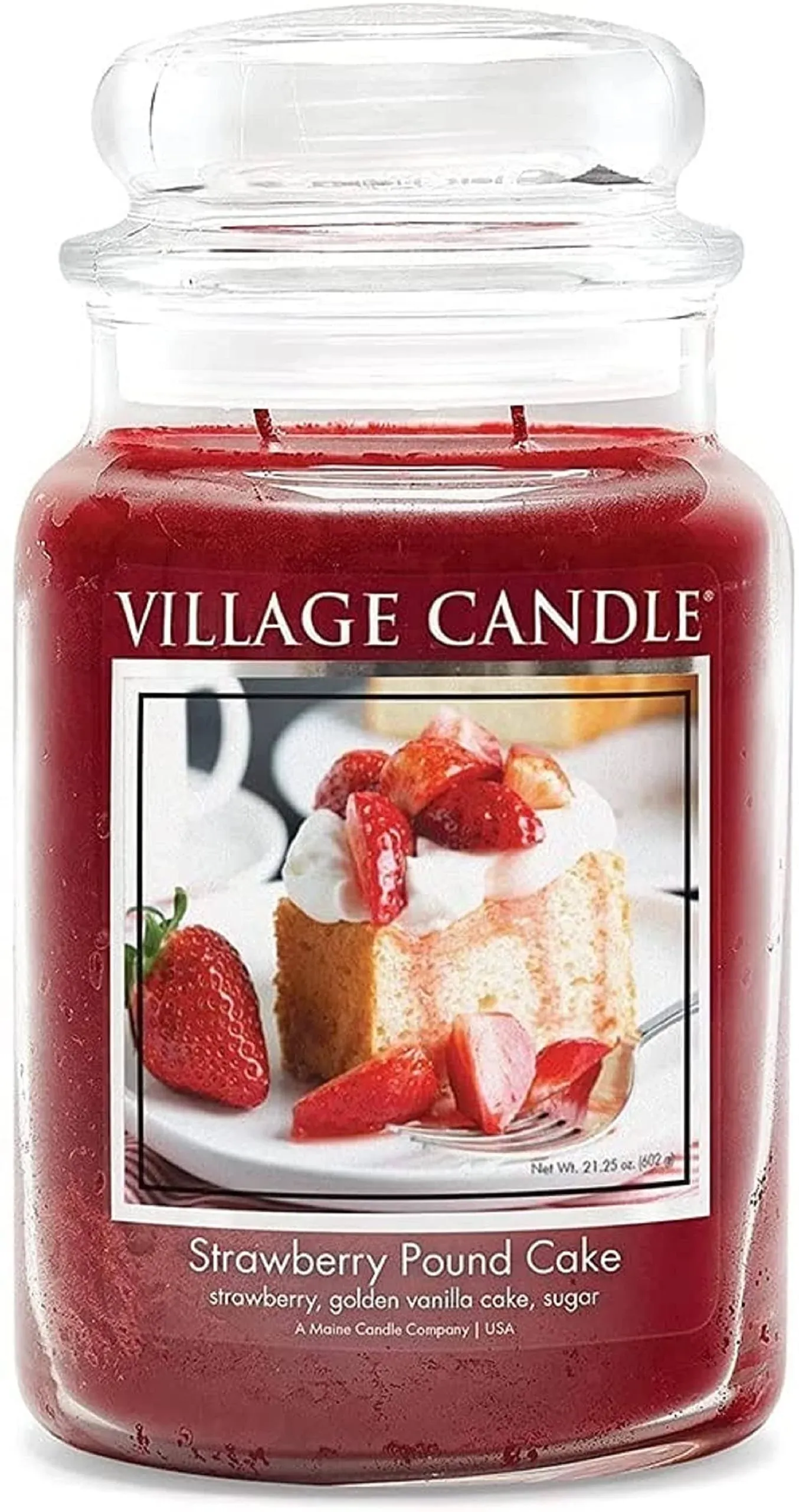 Village Candle Large Jar Scented Candle - Strawberry Pound Cake