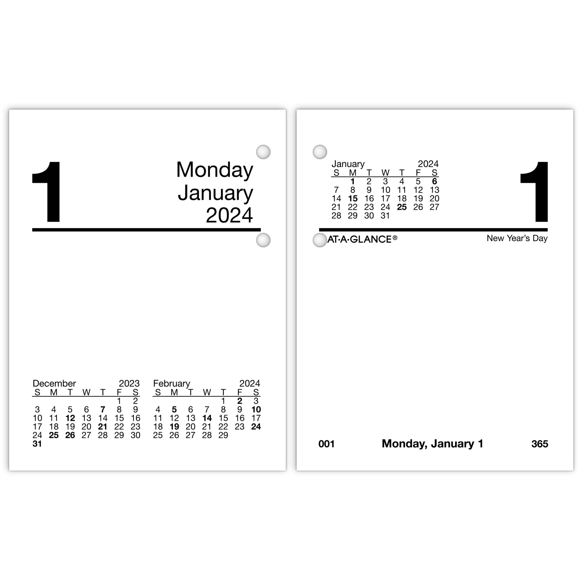 2025 At-a-glance Daily loose-leaf Desk Calendar Refill