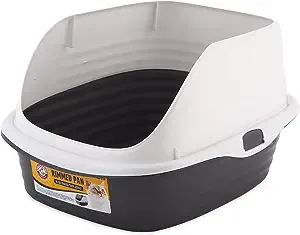 Petmate Rimmed Cat Litter Box with High Sides and Microban