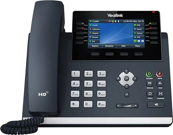 Yealink T46U IP Phone, 16 VoIP Accounts. 4.3-Inch Color Display. Dual USB 2.0, Dual-Port Gigabit Ethernet, 802.3af PoE, Power Adapter Not Included (SIP-T46U)