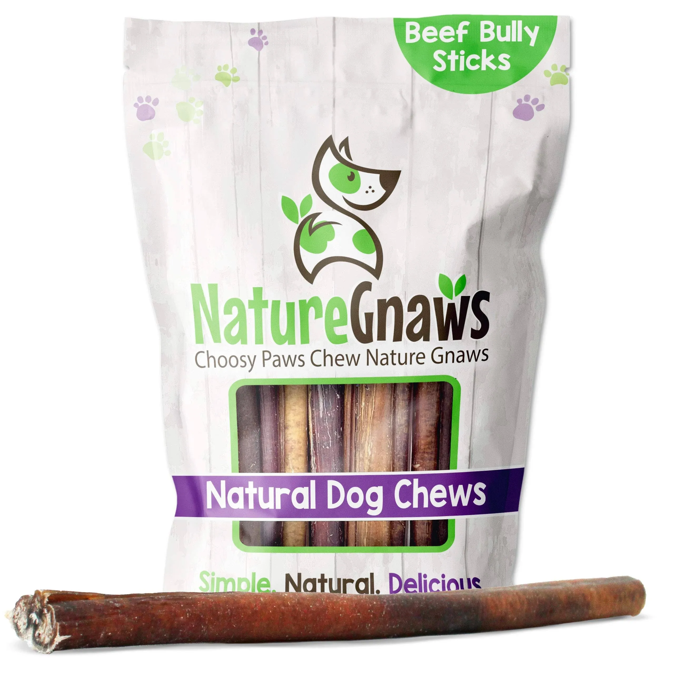 Nature Gnaws Bully Sticks for Dogs - Premium Natural Beef Dental Bones - Long Lasting Dog Chew Treats for Aggressive Chewers