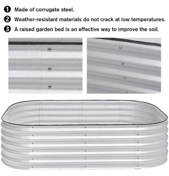 Aoodor 67 in. x 47 in. x 17 in. Silver 6-in-1 Modular Metal Raised Garden Bed Kit