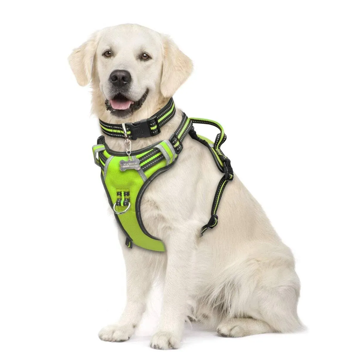 WINSEE Dog Harness No Pull Pet Harnesses with Dog Collar Adjustable Reflective ...