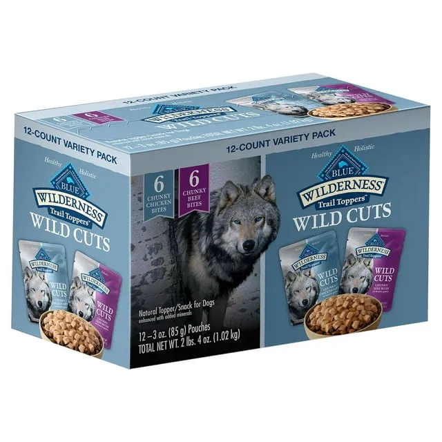 Blue Buffalo Wilderness Trail Toppers Wild Cuts High Protein Wet Dog Food Variety Pack