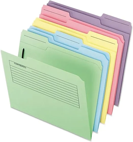 Pendaflex Printed Notes Folder with One Fastener, 1/3-Cut Tabs, Letter size, Assorted, 30/Pack