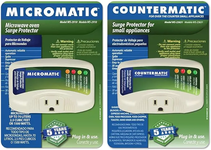 Two Electronic Surge Protector Combo Micromatic for Microwaves and Countermatic for Kitchen Appliances