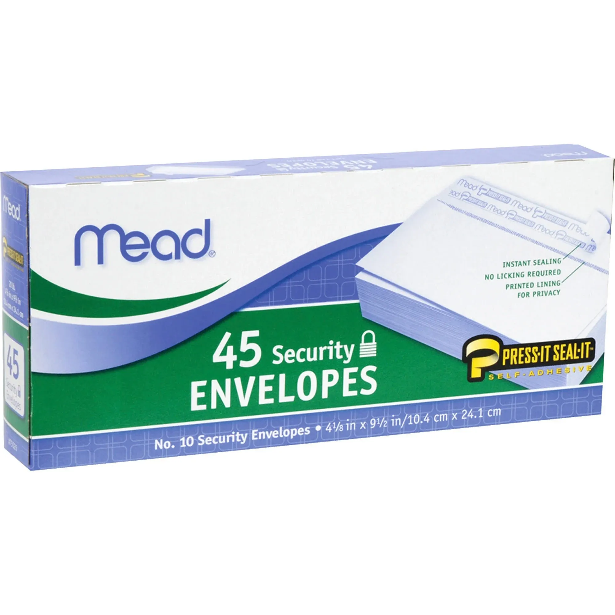 Mead Press-It Seal-It Envelopes, Security - 45 envelopes