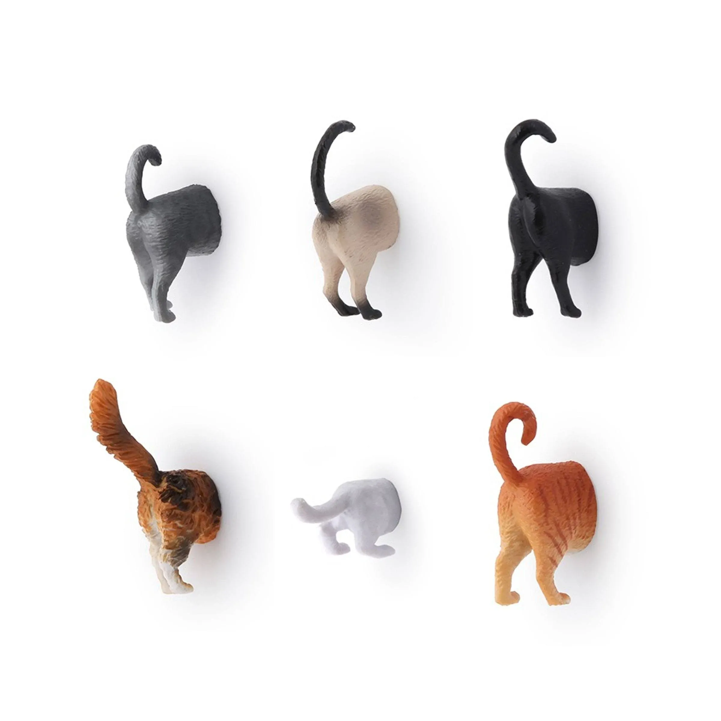 Kikkerland Butt Magnets Cat Set of 6