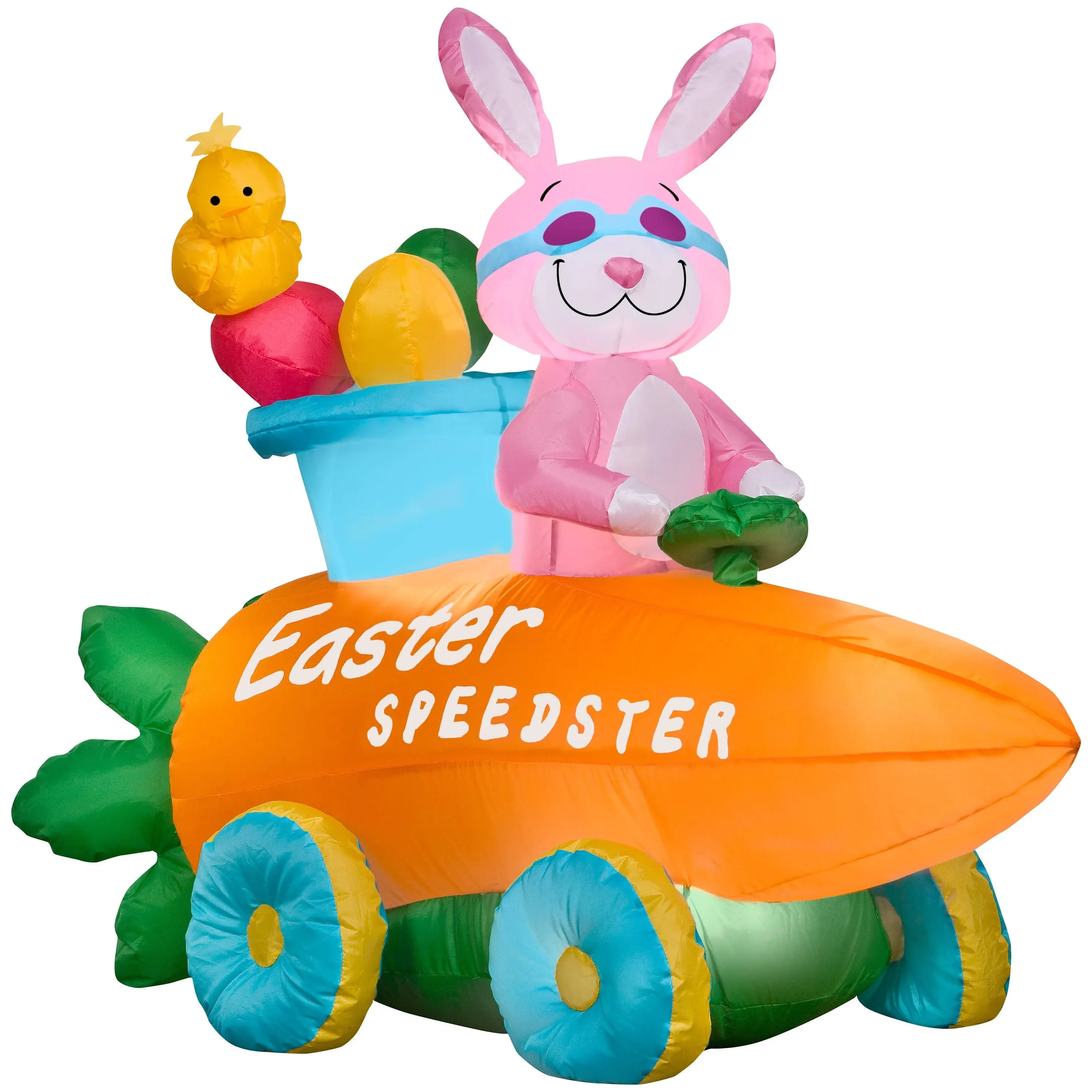 Gemmy Inflatable Airblown Easter Speedster Bunny Rabbit in Carrot Car 4.5 ft NEW