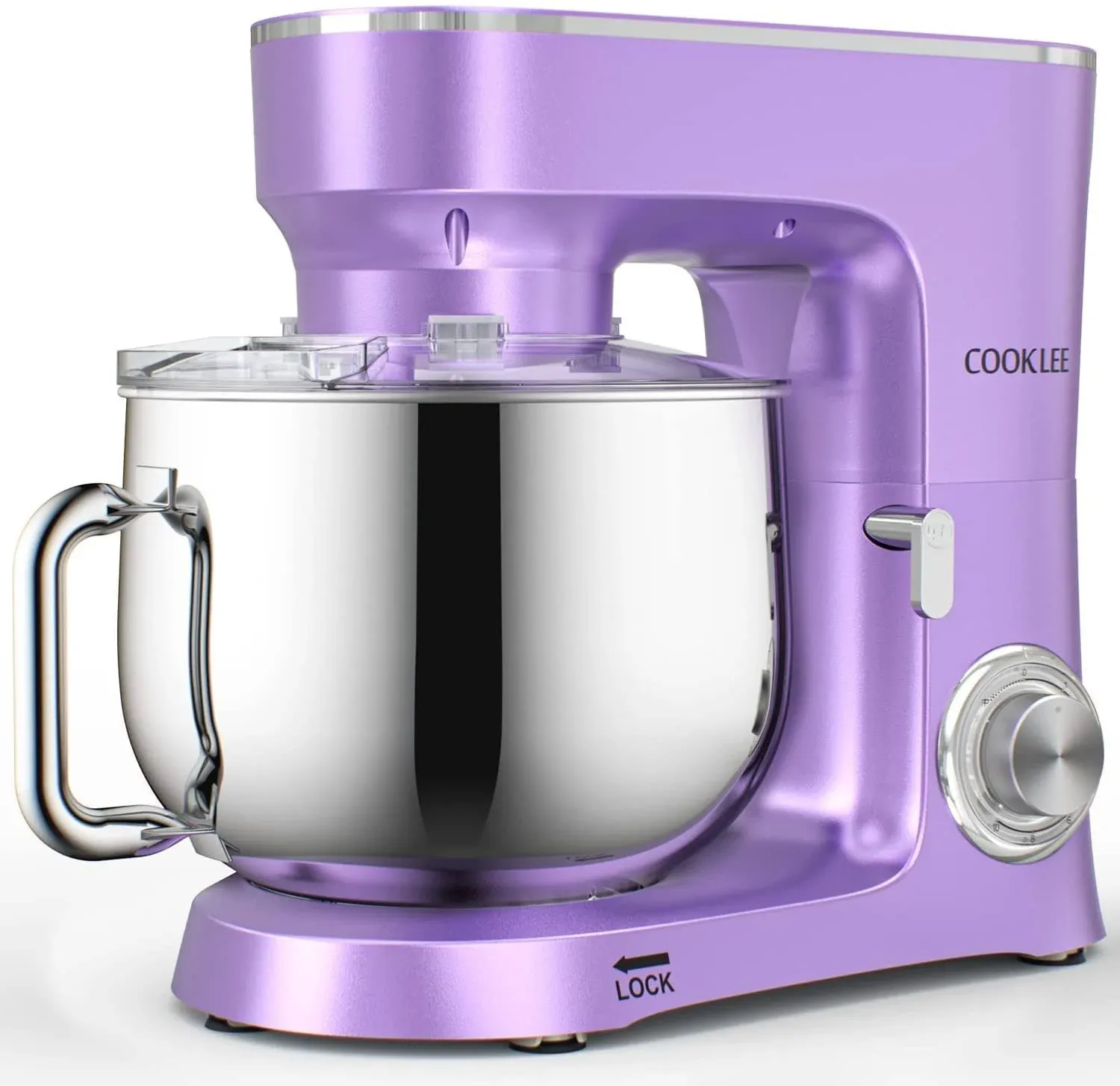 COOKLEE Stand Mixer 9.5 qt. 660W 10-Speed Electric Kitchen Mixer with Dishwasher-Safe Dough Hooks Flat Beaters Wire Whip & Pouring Shield