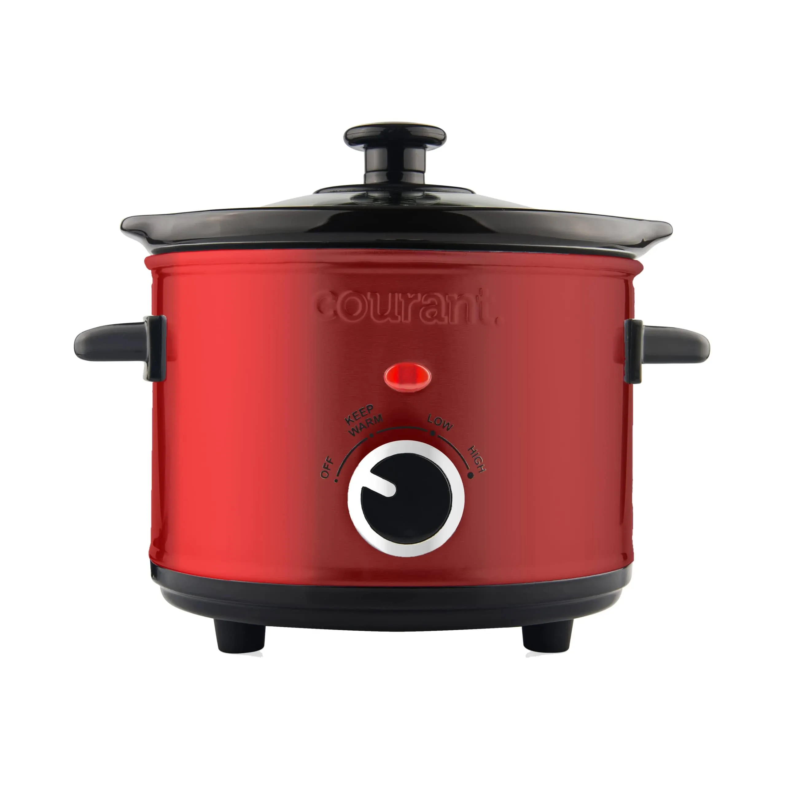 Mini Slow Cooker Crock With Easy Options 1.6 Quart Dishwasher Safe Pot Red