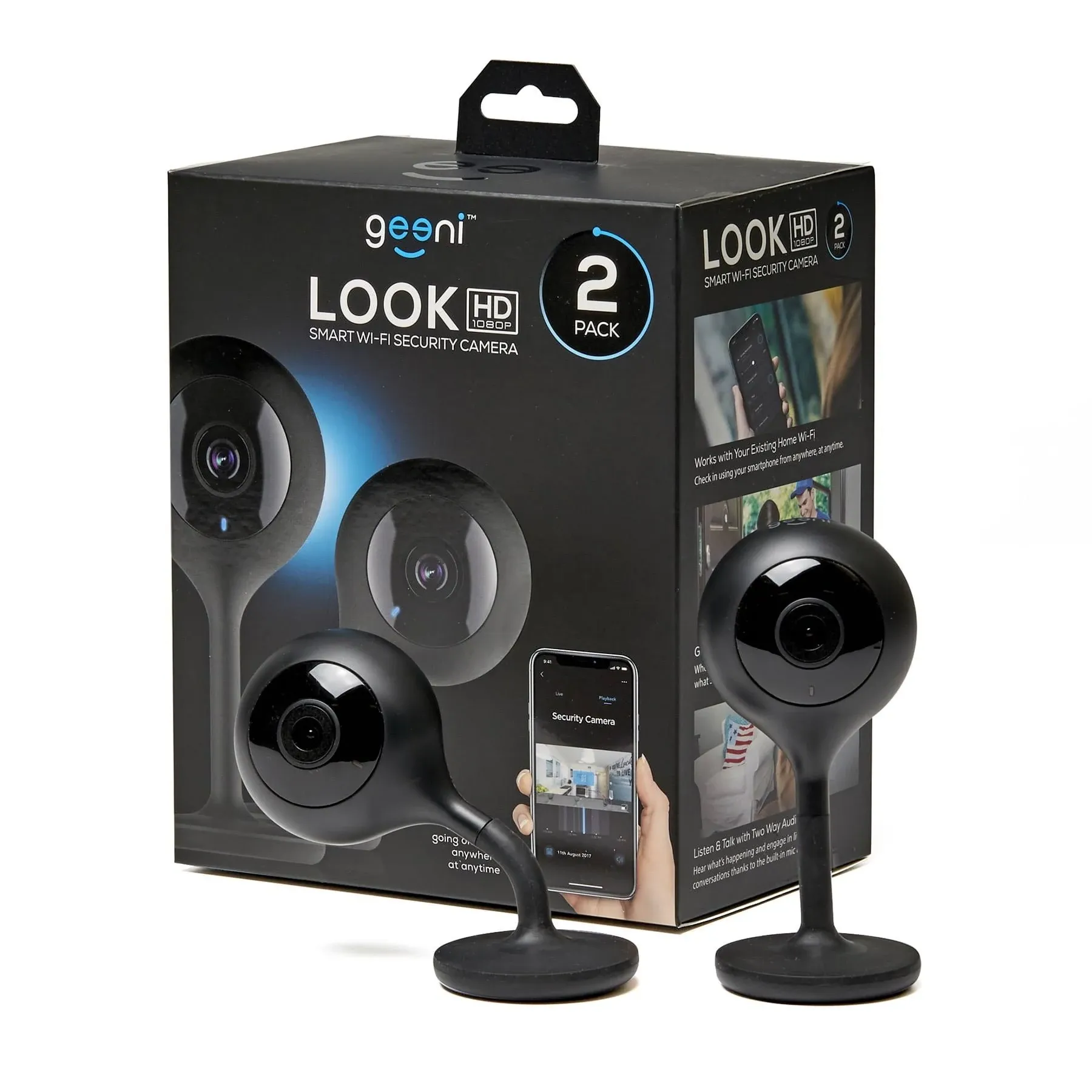 Geeni Look 2 Pack 1080p HD Smart Wi-Fi Security Camera System with Night Vision,