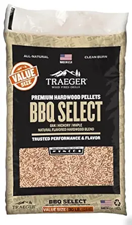 Traeger Grills BBQ Select 100% All-Natural Wood Pellets for Smokers and Pellet Grills, BBQ, Bake, Roast, and Grill, 30 lb. Bag