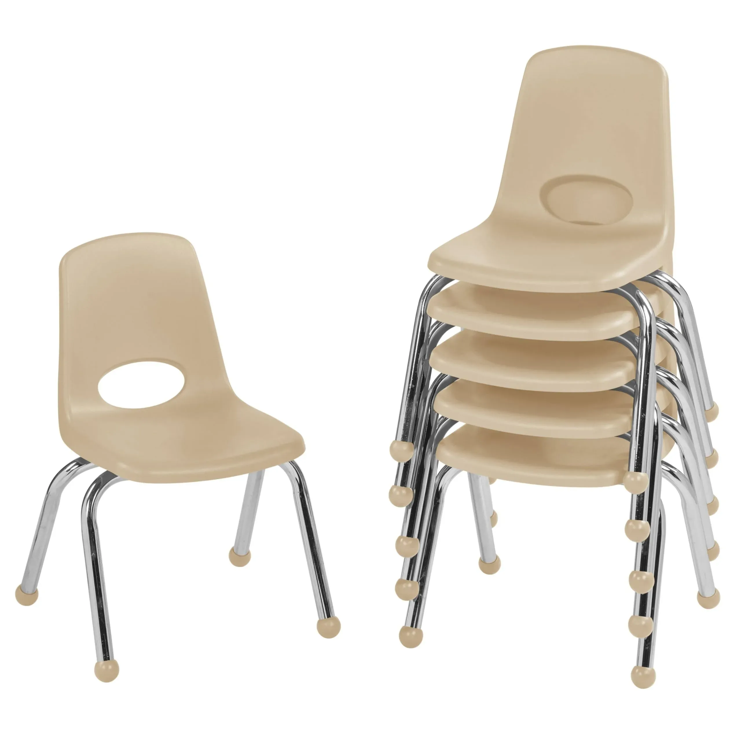 12" Stack Chair with Ball Glides, 6-Pack - Sand - Sam's Club