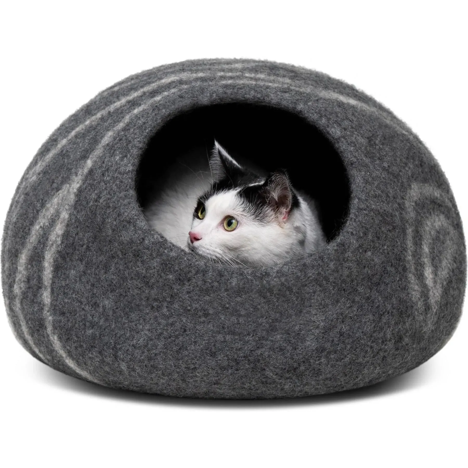 Premium Felt Cat Bed Cave - Handmade 100% Merino Wool Bed for Cats and