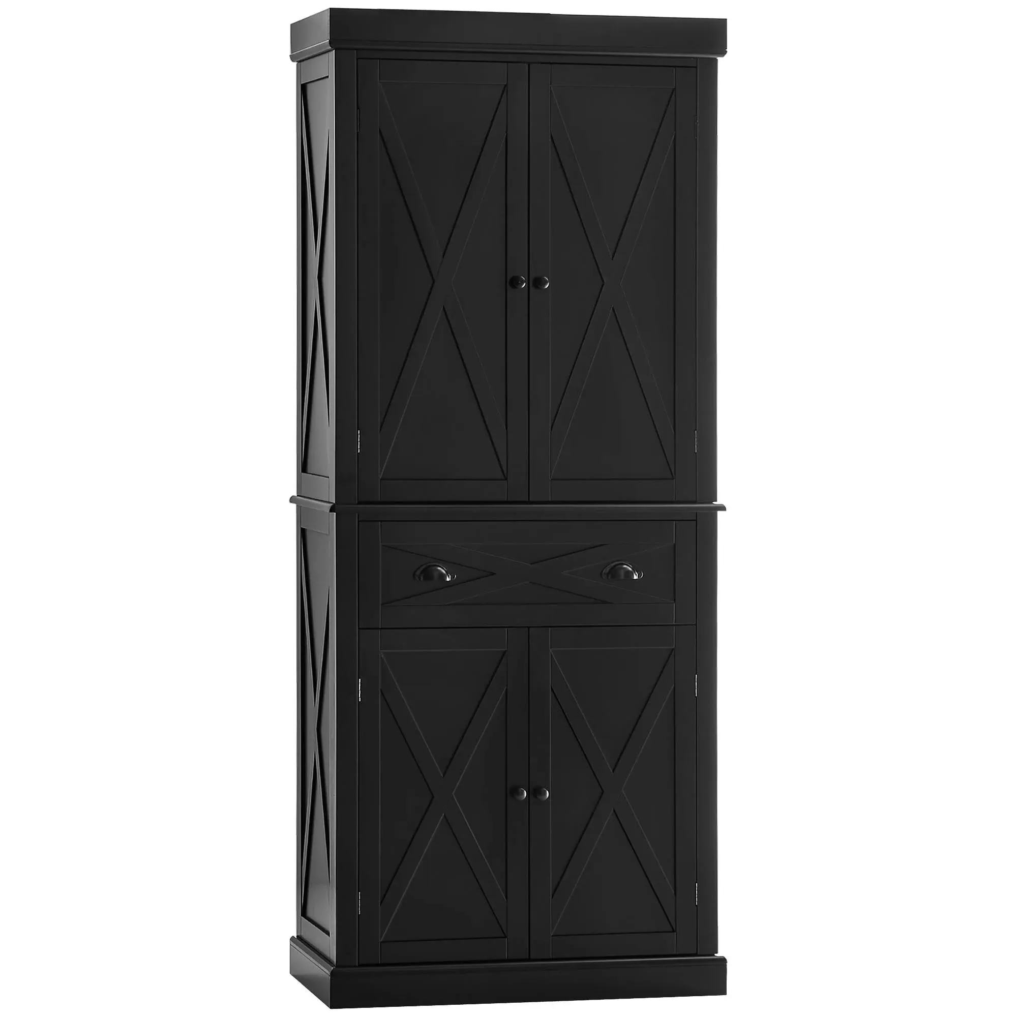 Homcom 72" Kitchen Pantry Storage Cabinet with 6-Tiers, 1 Drawer and 4 Adjustable Shelves, Black