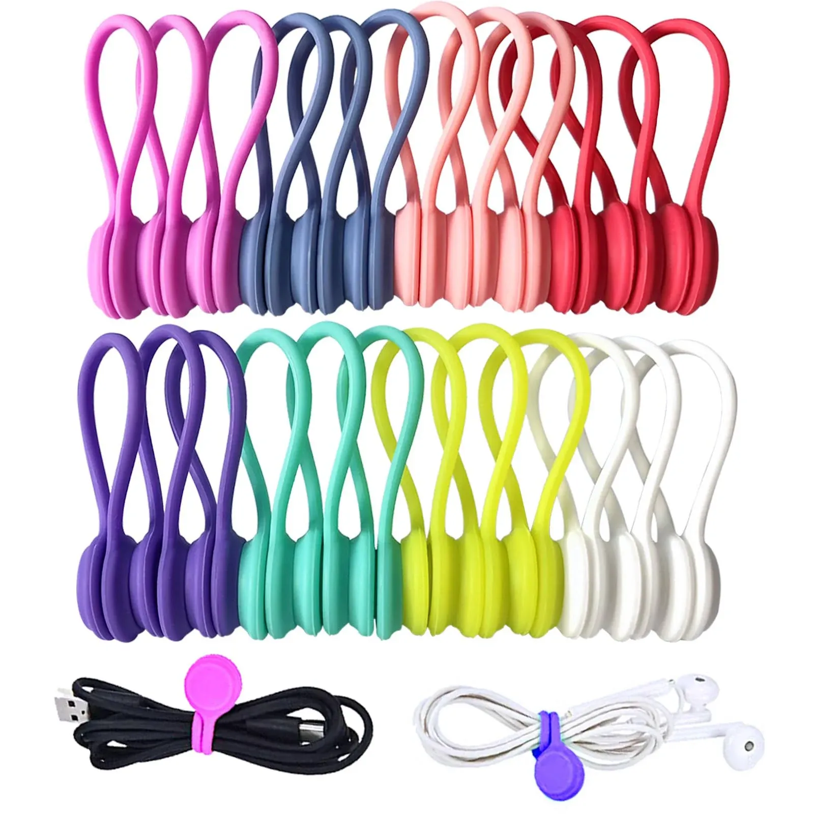 Motiloo Reusable Twist Ties with Strong Magnet for Bundling and Organizing Cables ...