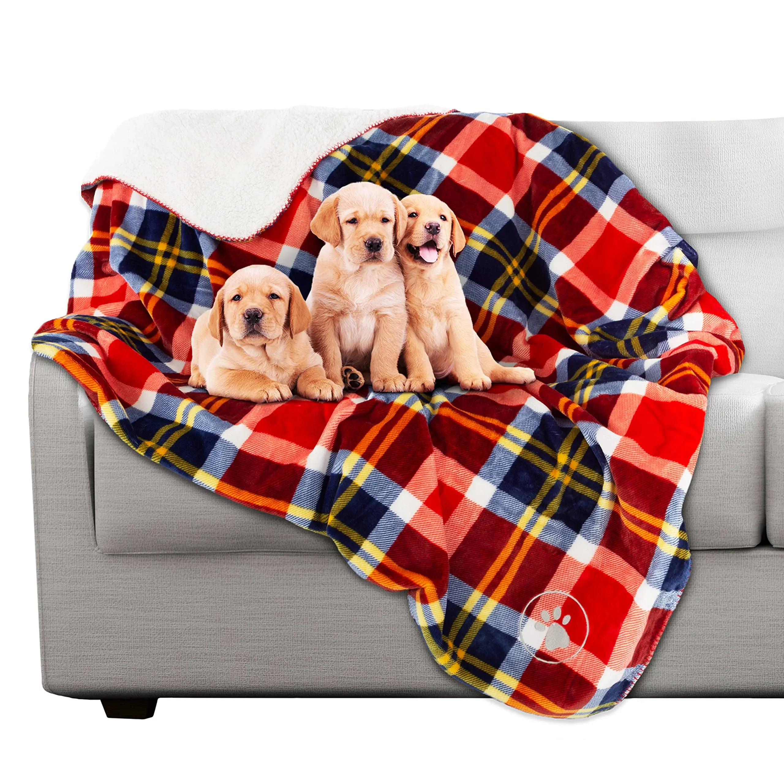 Petmaker Waterproof Pet Blanket - 50x60 Reversible Plaid Throw Protects Couch ...