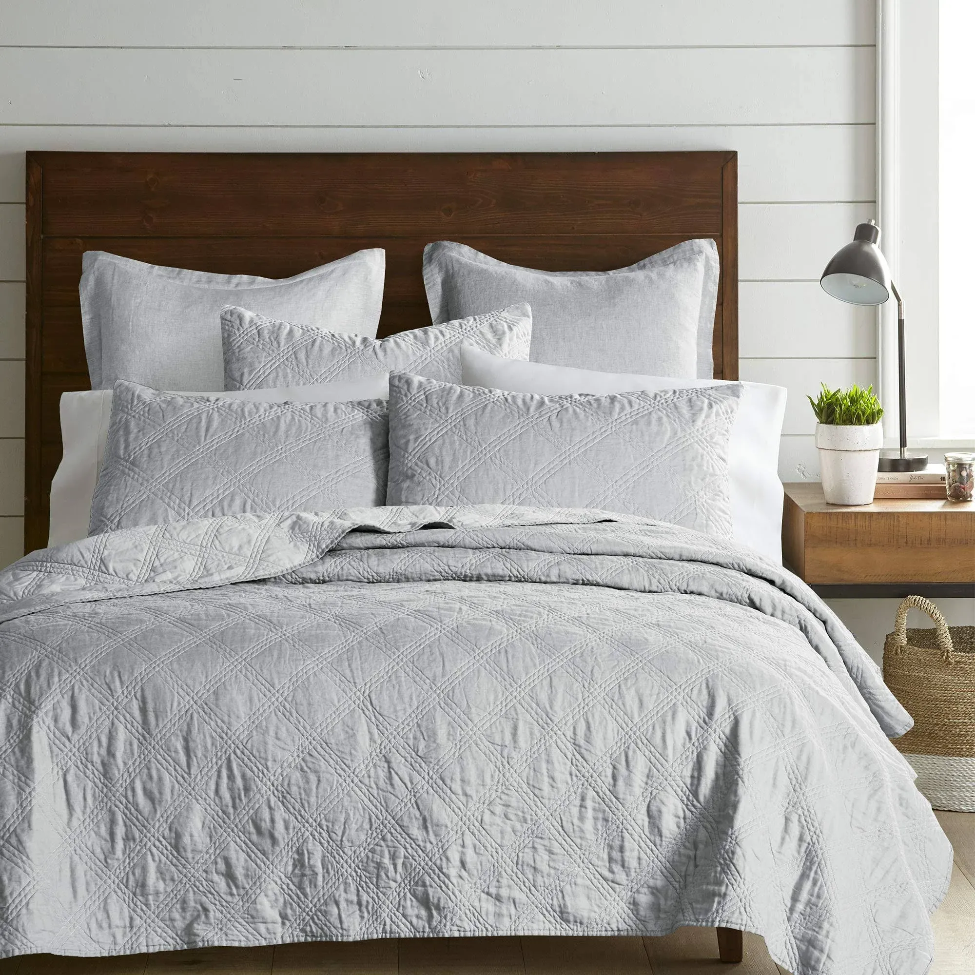 Washed Linen Light Grey Full/Queen Quilt - Levtex Home