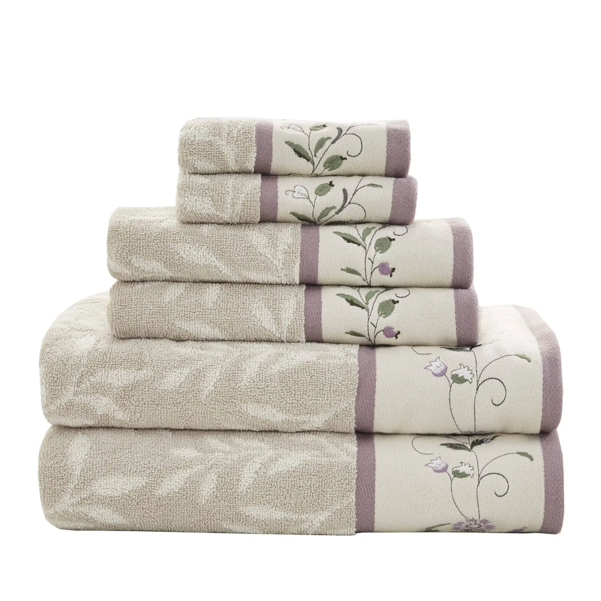 Madison Park Belle Embroidered Cotton Jacquard 6-piece Towel Set -Purple