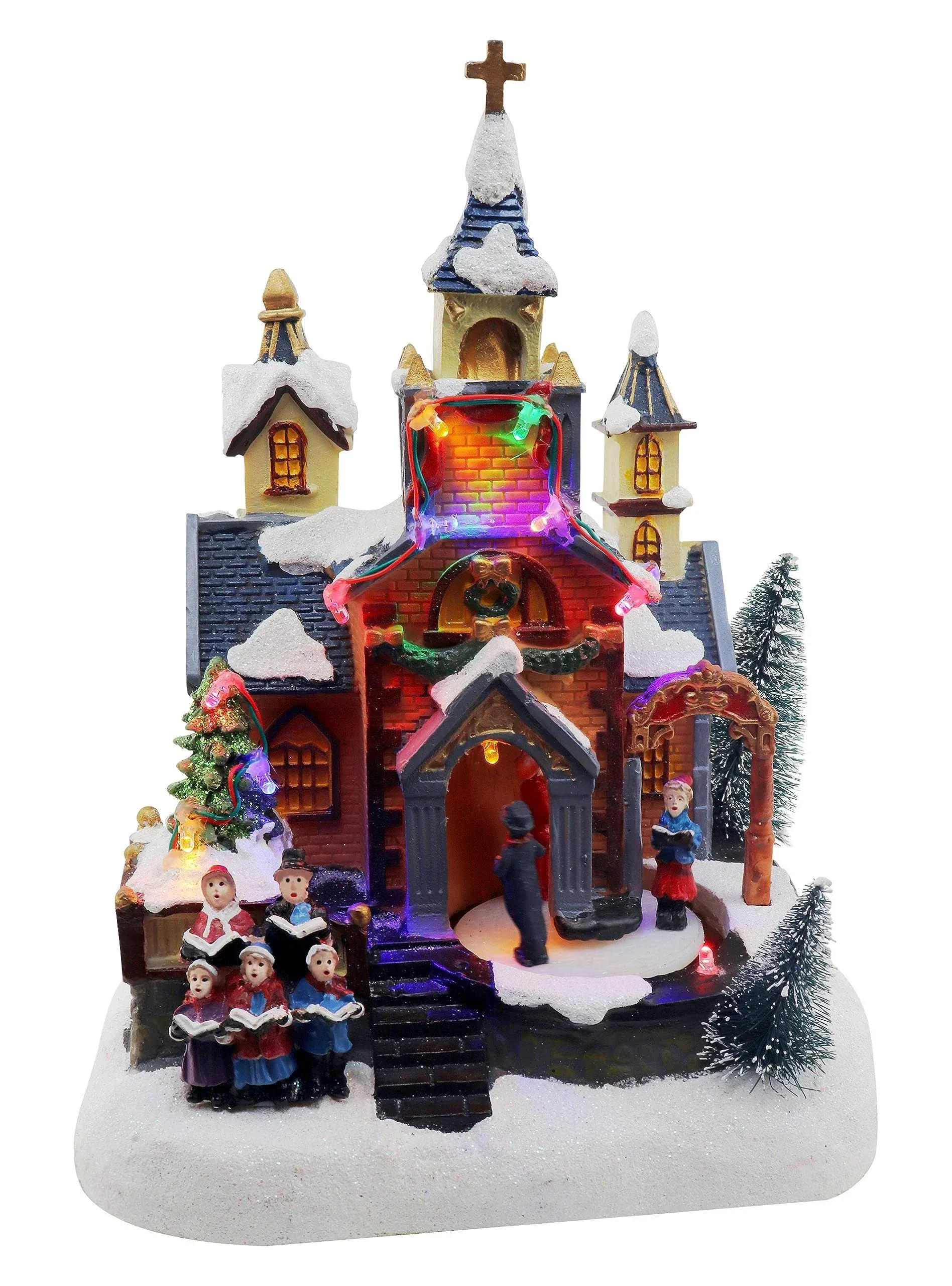 Christmas Village Church Scene - Animated Congregation with Choir - Pre-lit Musical Winter Snow Village - Perfect Addition to Your Christmas Indoor Decorations & Christmas Village Displays