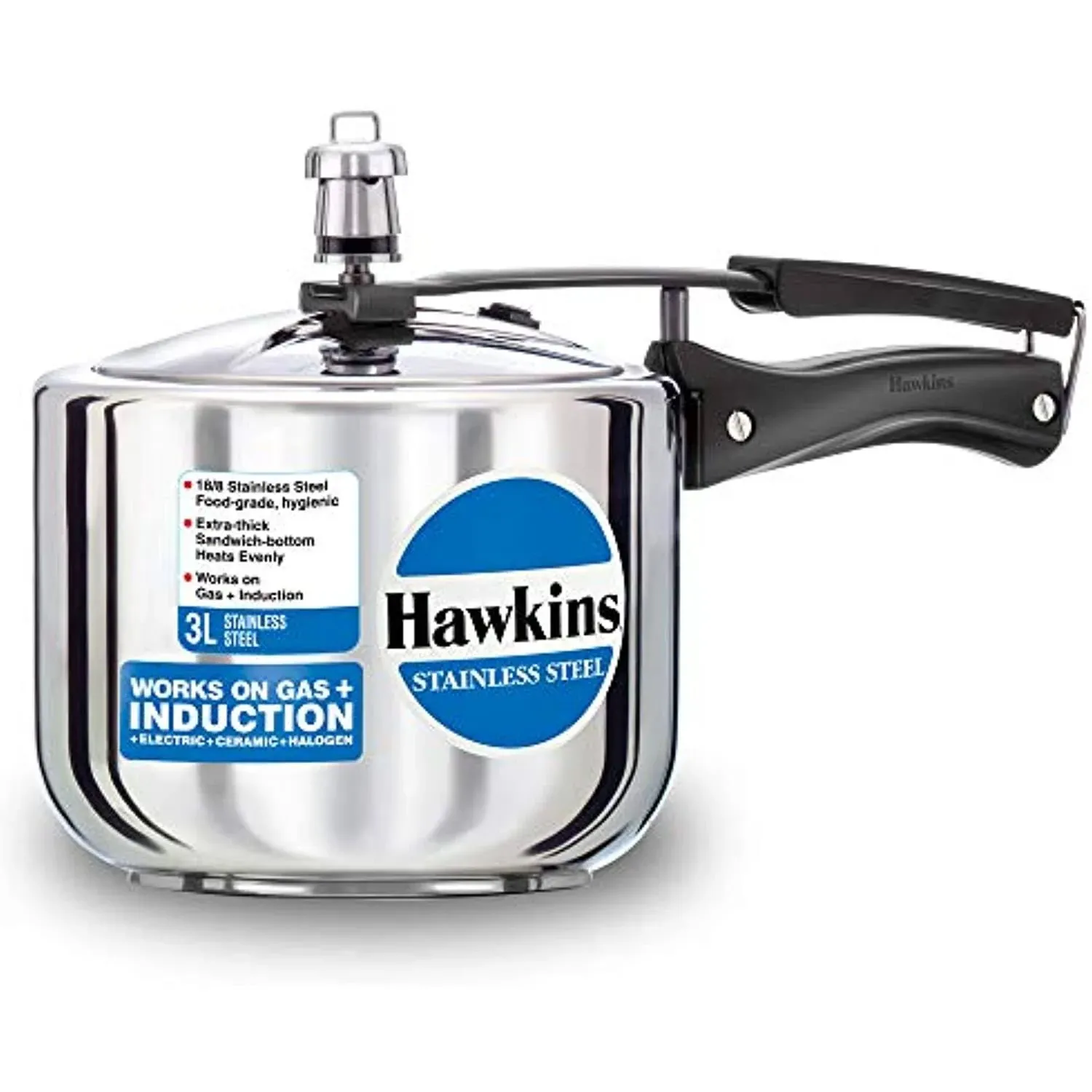 Hawkins Stainless Steel Induction Compatible Pressure Cooker (Tall), 3 L, Silver