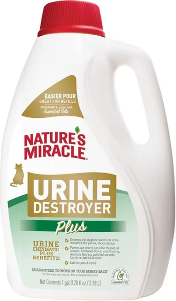 Nature's Miracle Urine Destroyer Plus Cat, 128 Ounce, Tough on Strong Cat Urine and The Yellow Sticky Residue