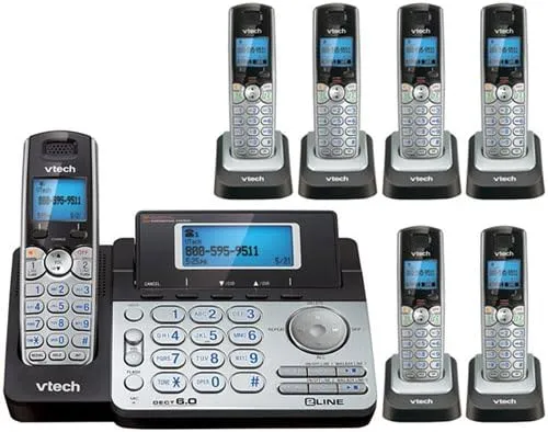 Vtech DS6151 Base with 6 Additional DS6101 Cordless Handsets Bundle