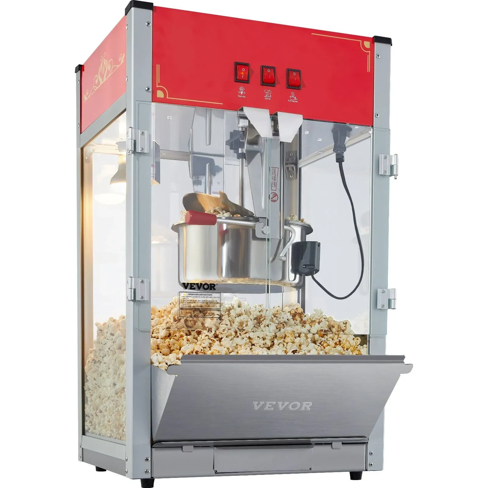 VEVOR Popcorn Popper Machine Countertop Popcorn Maker Red - 12oz