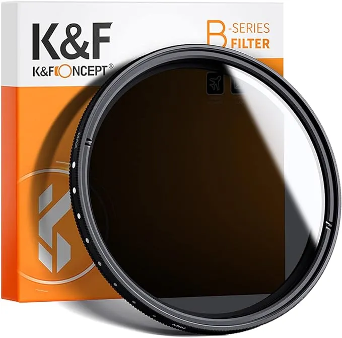 K&F Concept 72mm Variable ND2-ND400 ND Lens Filter (1-9 Stops) for Camera Lens, Adjustable Neutral Density Filter with Microfiber Cleaning Cloth (B-Series)