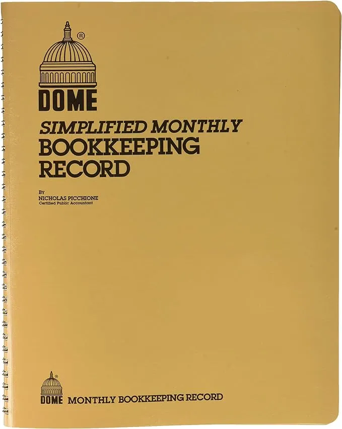 Dome 612 Bookkeeping Record, Tan Vinyl Cover, 128 Pages, 8 1/2 x 11 Pages