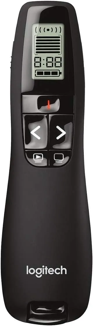 Logitech Professional Presenter R800, Wireless Presentation Clicker Remote with Green Laser Pointer and LCD Display