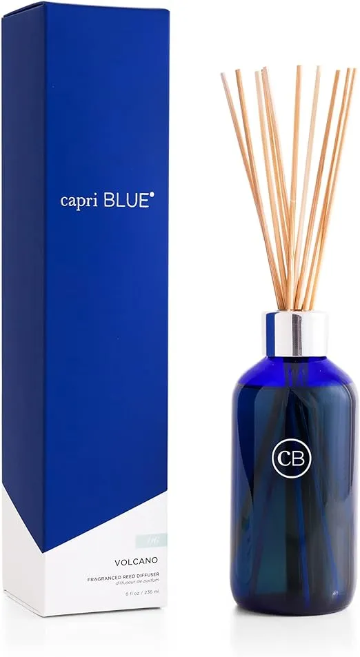 Capri Blue Reed Oil Diffuser - Volcano - Comes with Diffuser Sticks, Oil, and Glass Bottle - Aromatherapy Diffuser - 8 Fl Oz - Navy BlueCapri Blue Reed Oil Diffuser - Volcano - Comes with Diffus…