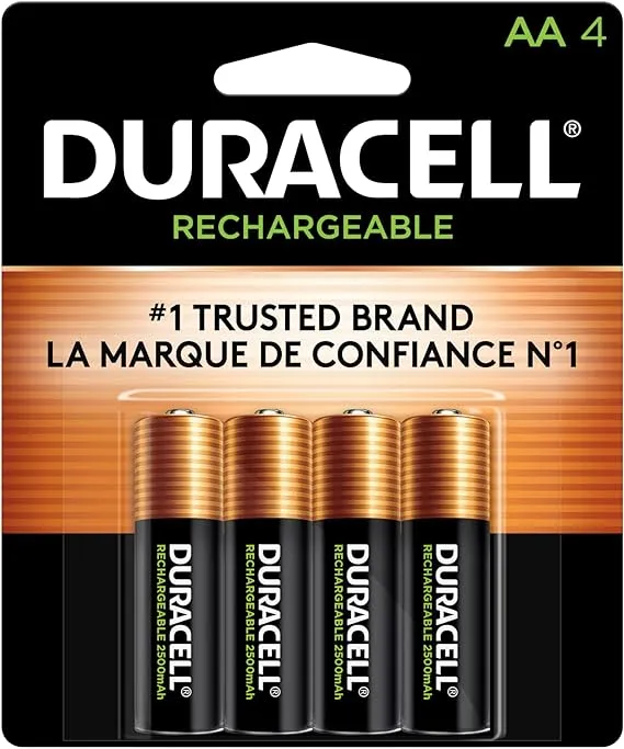 Duracell Baterías AA recargables paquete de 4 unidades doble batería A para energía duradera