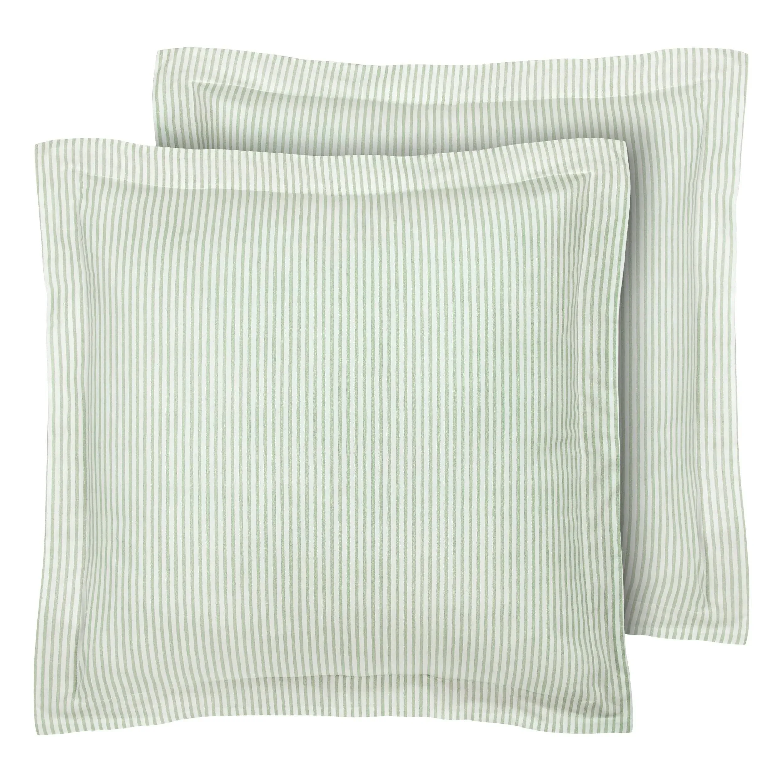 Cotton Euro Sham Set - Lightweight &amp; Stylish Home Decor - Ticking Stripe Green